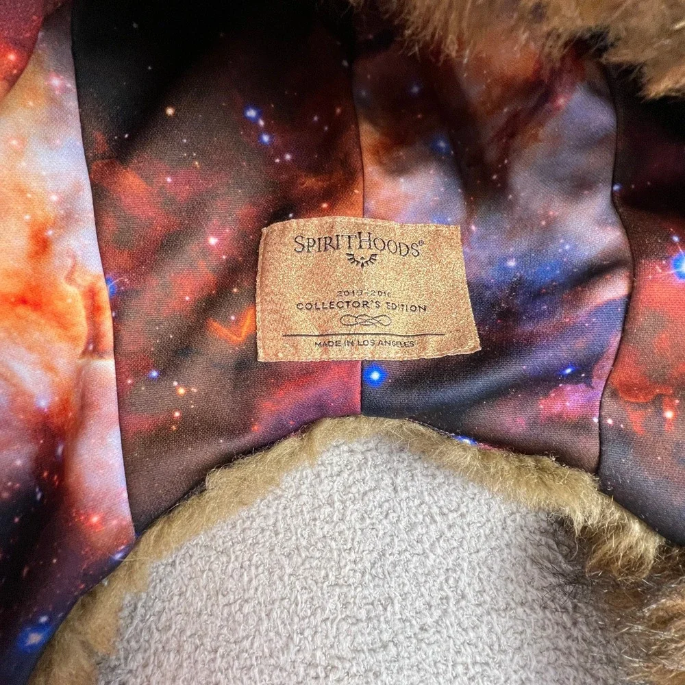 SpiritHoods Grizzly Bear Galaxy Collector Edition Faux Fur Hood Scarf Brown Rave - Picture 2 of 16